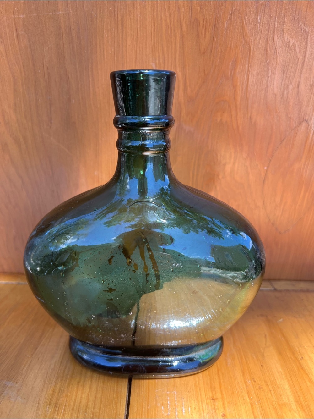 Deep Green Blown Glass Decanter Vase